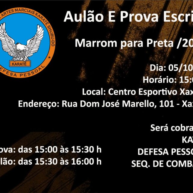 Aulão e Prova Escrita – Marrom para Preta /2019